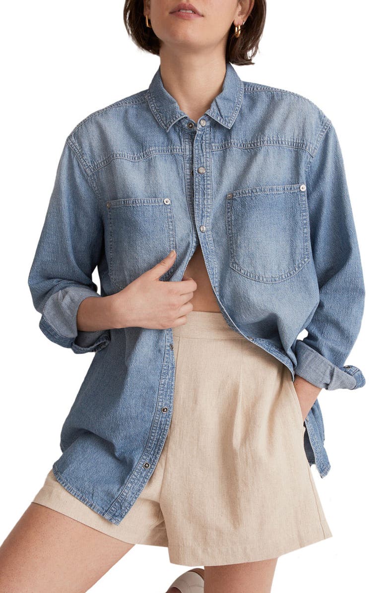 Madewell Western Denim Shirt, Main, color, 