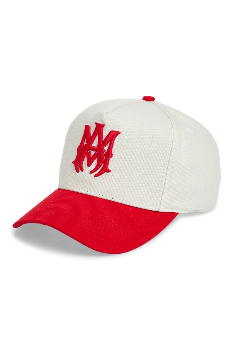 Logo Embroidered Adjustable Canvas Baseball Cap, Main, color, ALABASTER RED