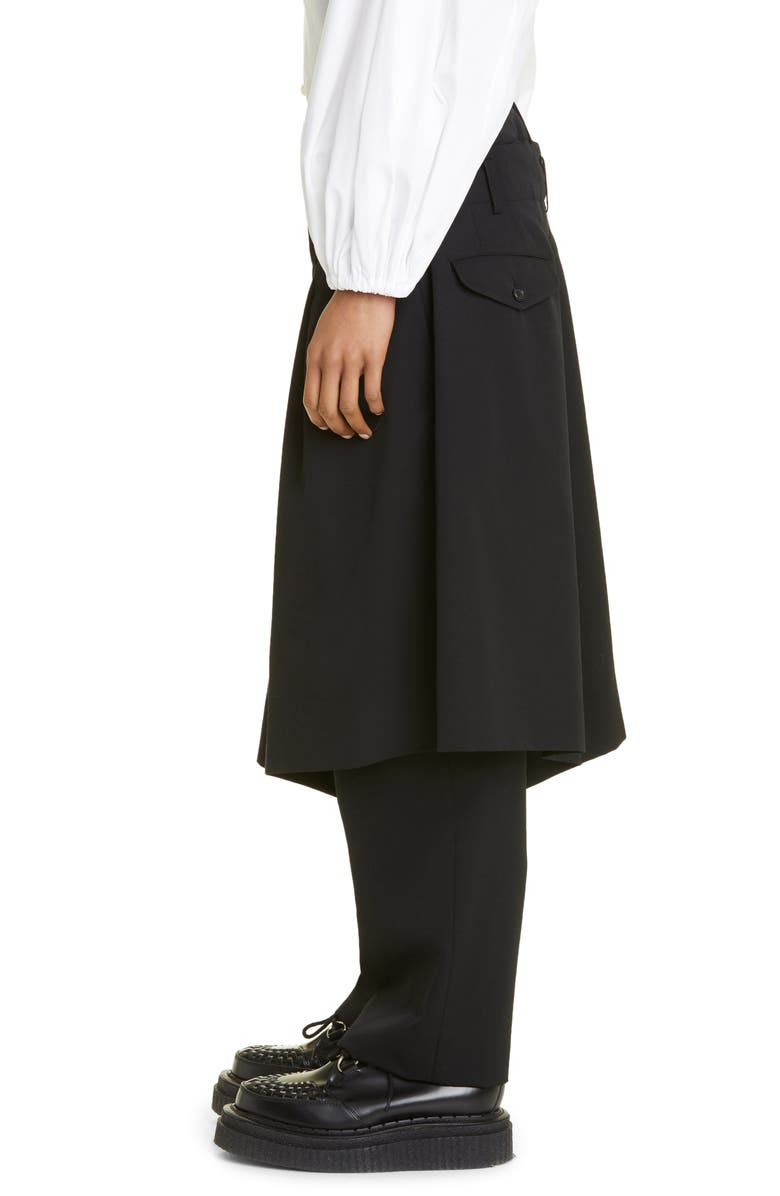 Comme des Garçons Skirted Wool Gabardine Trousers, Alternate, color,