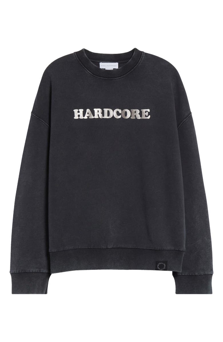 Stella McCartney Hardcore French Terry Graphic Hoodie, Main, color, Washed Black