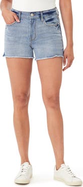 Kensie Rivet Frayed Hem Denim Shorts