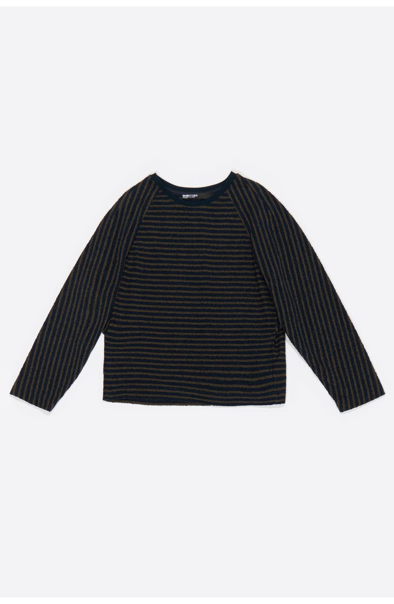 Bimba y Lola Striped Raglan T-Shirt, Alternate, color, Dark Khaki