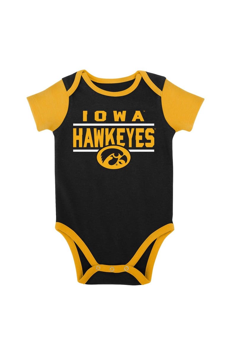 Outerstuff Newborn & Infant Black Iowa Hawkeyes Home Field Advantage Three-Piece Bodysuit, Bib & Booties Set, Alternate, color, Black