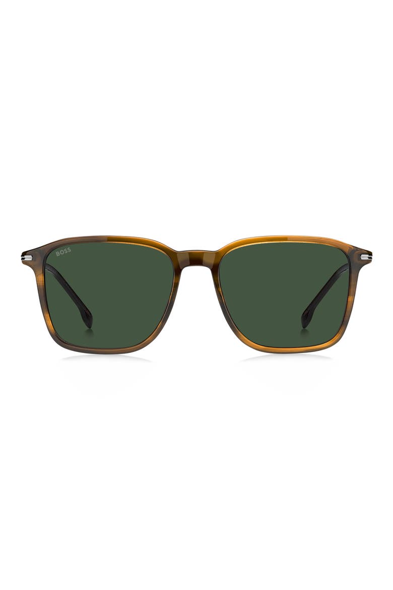 55mm Sunglasses, Main, color, BROWN HORN RUTHENIUM/ GREEN