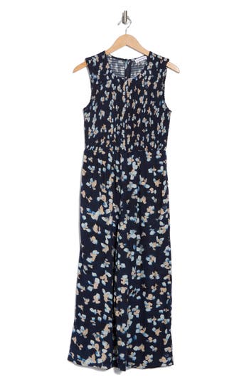 Calvin Klein Ditsy Floral Smocked Jumpsuit