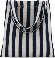MANGO Striped Cotton Terry Tote Bag