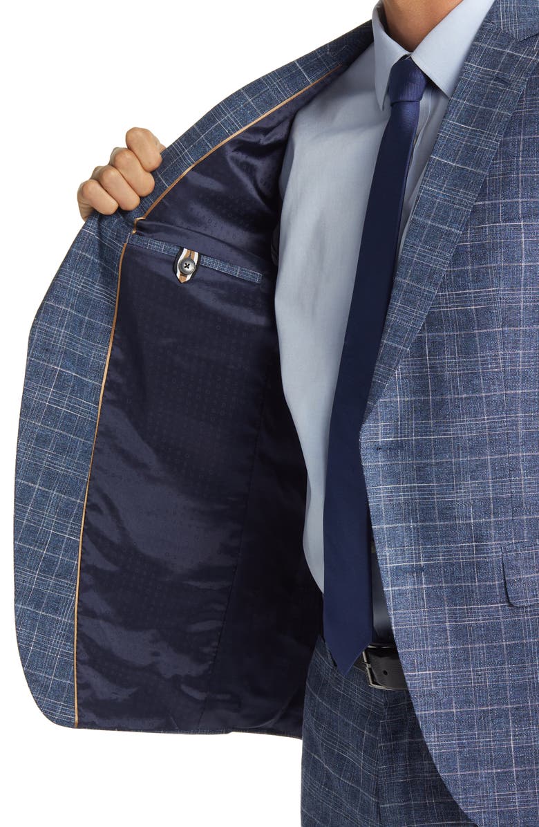 BOSS Slim Fit Check Cotton & Wool Blend Suit, Alternate, color,