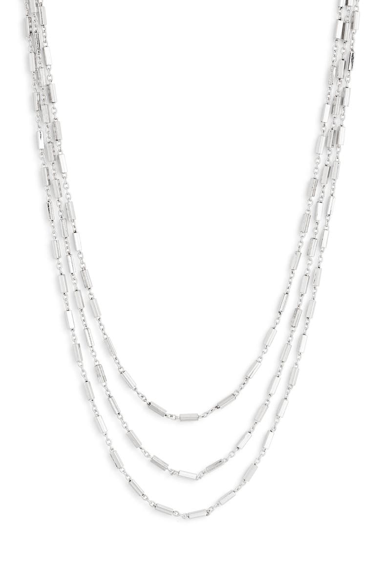 NORDSTROM RACK Layered Triple Chain Necklace, Main, color, Silver