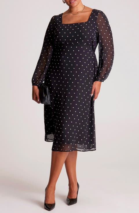 Sable Polka Dot Midi Dress