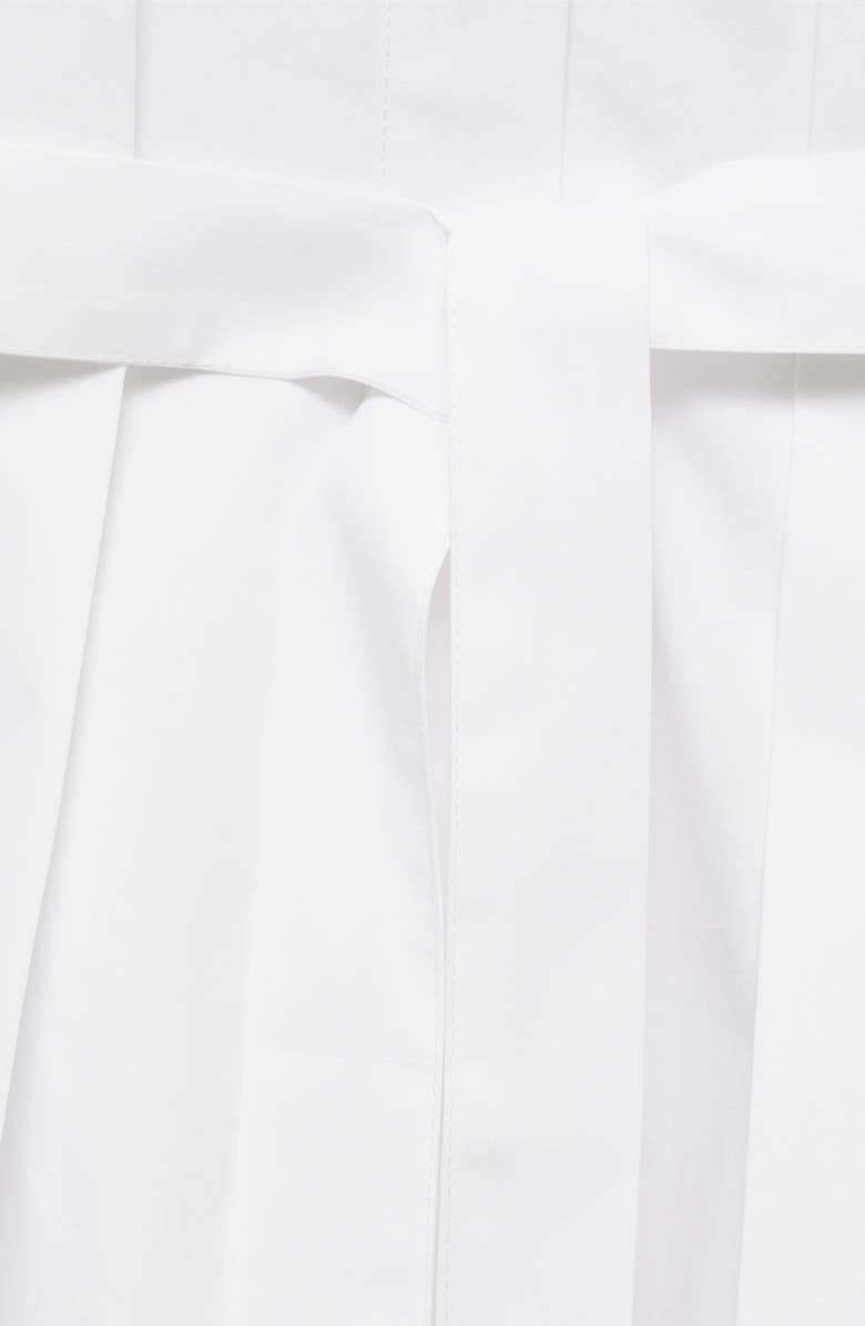 MANGO Pleated Tie Waist Cotton Midi Dress, Alternate, color, 