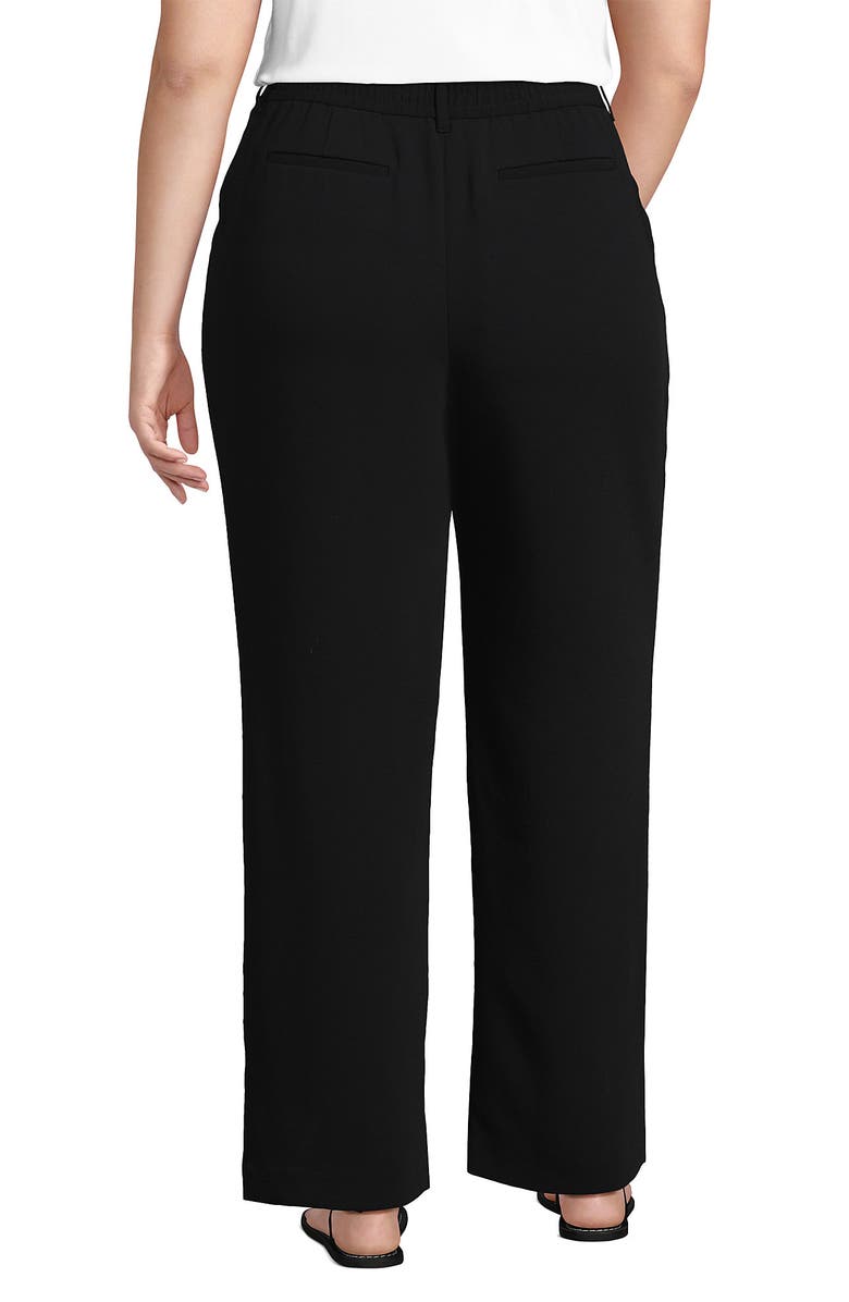 Lands' End Crepe High Rise Pleated Wide Leg Pants, Alternate, color, 