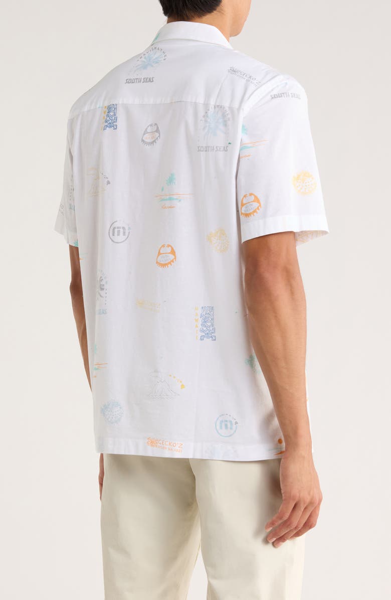 TravisMathew Hawaiian Kitchen Camp Shirt, Alternate, color, White