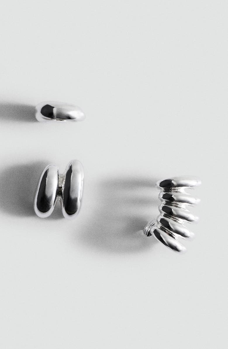 MANGO x Kaia Gerber Set of 3 Combed Earrings, Alternate, color, Silver