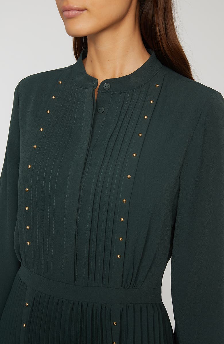 Elie Tahari The Alania Pleated Long Sleeve Midi Dress, Alternate, color,