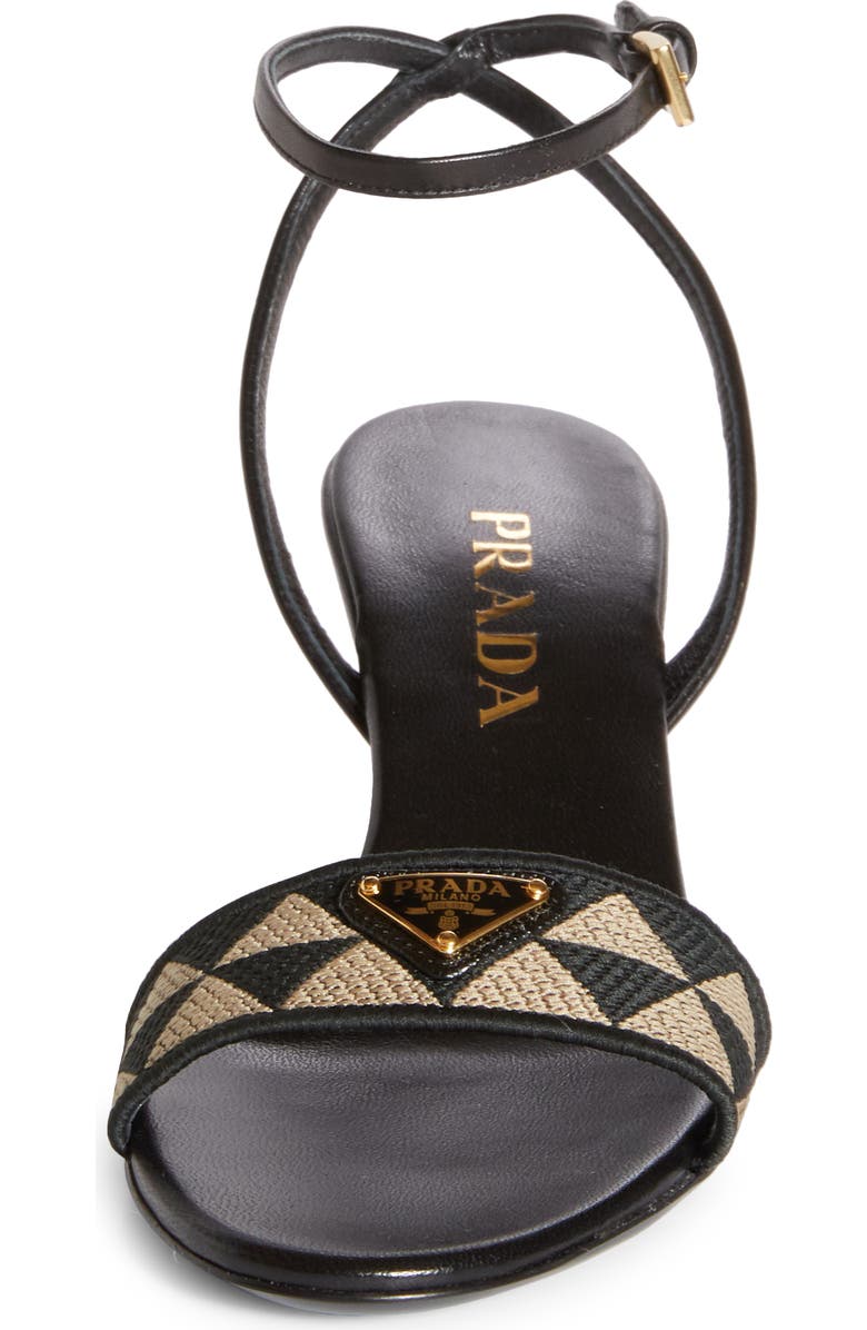 Prada Triangle Jacquard Slide Sandal, Alternate, color, Black/ Beige