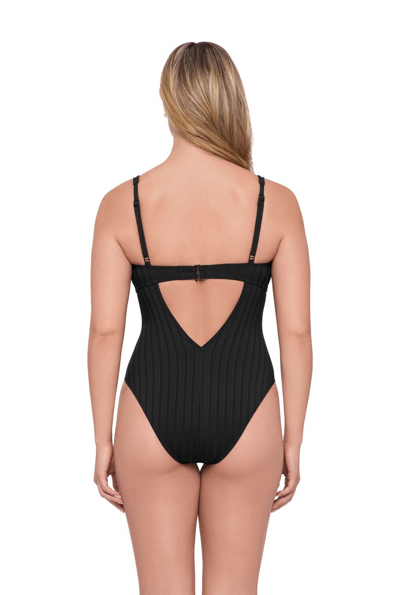 Smoothing and Sculpting Wide Rib Scoop Neck Underwire One-Piece Swimsuit, Alternate, color, Onyx Black Wide Rib