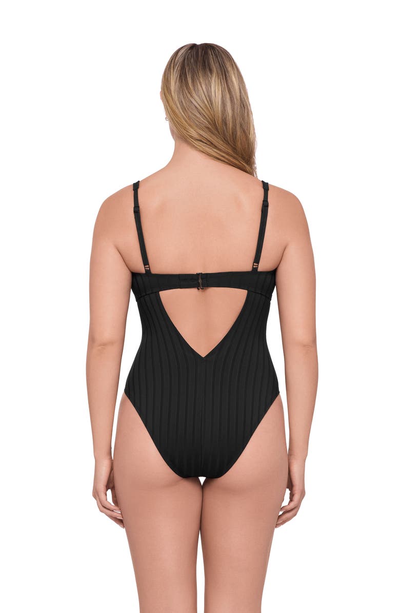 S3 Apparel Wide Rib Scoop Neck Underwire One Piece Swimsuit, Alternate, color, Onyx Black Wide Rib