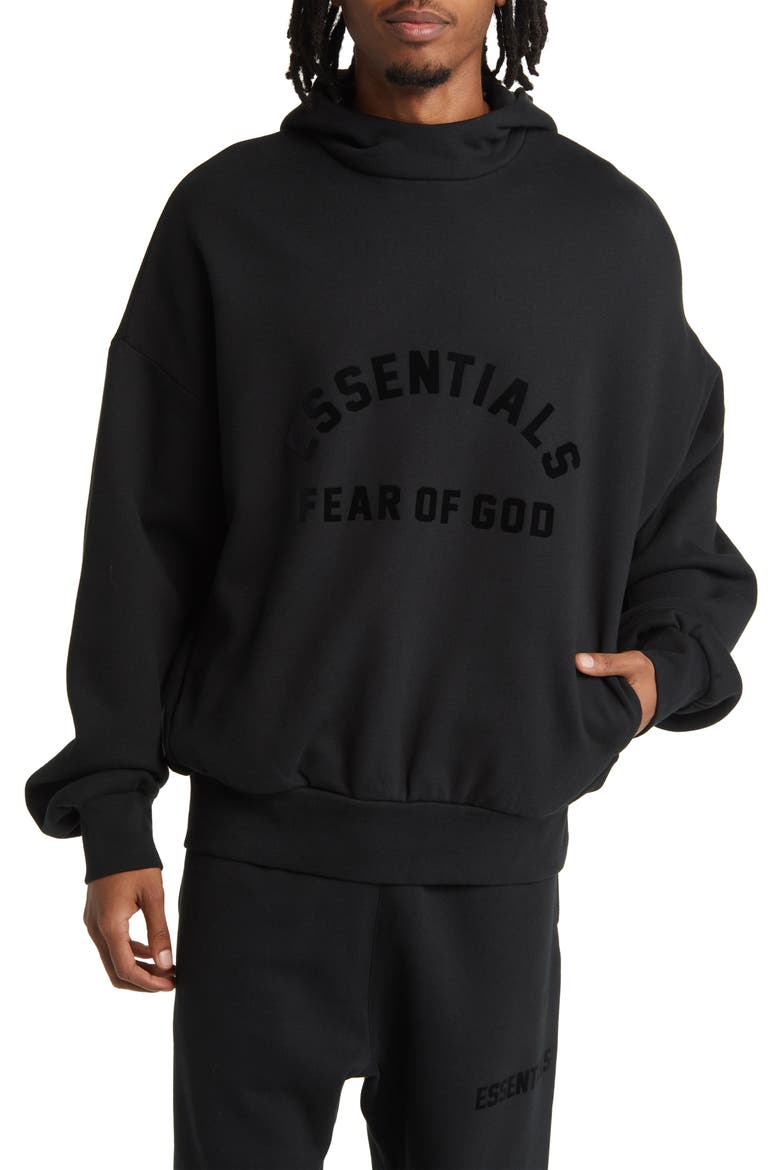 Cotton Blend Hoodie, Main, color, JET BLACK