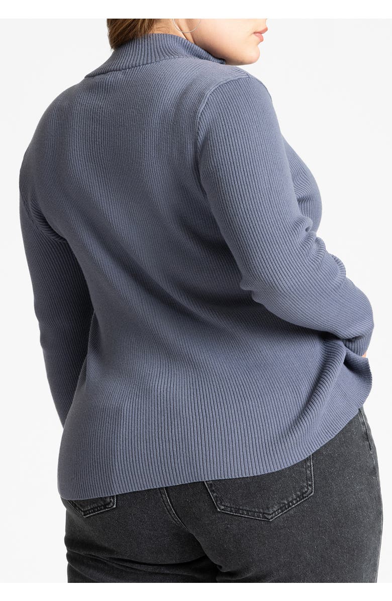 ELOQUII Two Way Zipper Sweater, Alternate, color, Grey