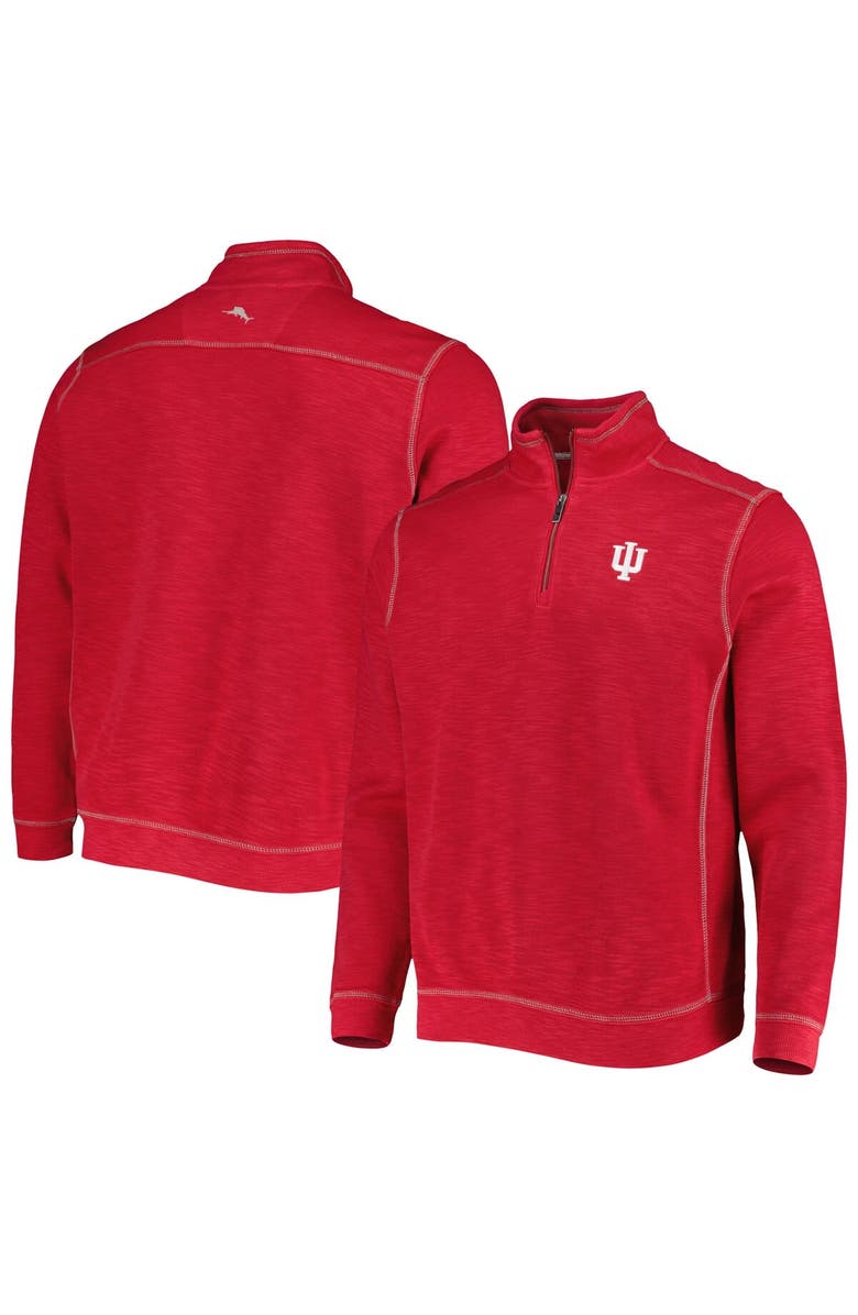 Tommy Bahama Men's Tommy Bahama Crimson Indiana Hoosiers Sport Tobago Bay Tri-Blend Mock Neck Half-Zip Jacket, Main, color, 