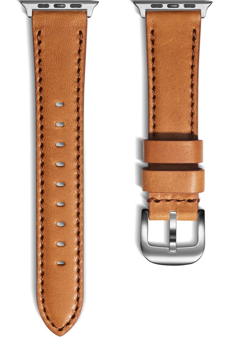 Leather 20mm Apple Watch® Watchband, Main, color, BOURBON
