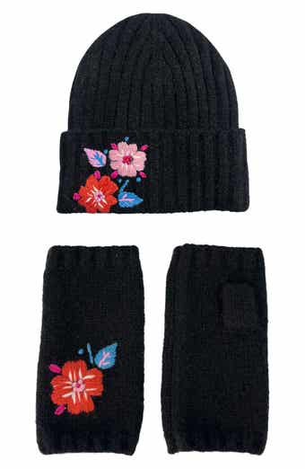 MARCUS ADLER Floral Beanie & Arm Warmers Set