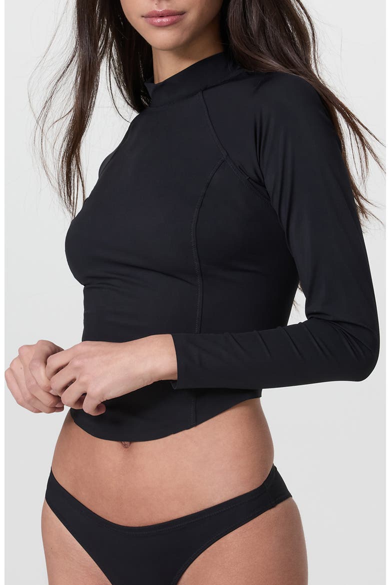 Crush Long Sleeve Crop Rashguard, Alternate, color, BLACK