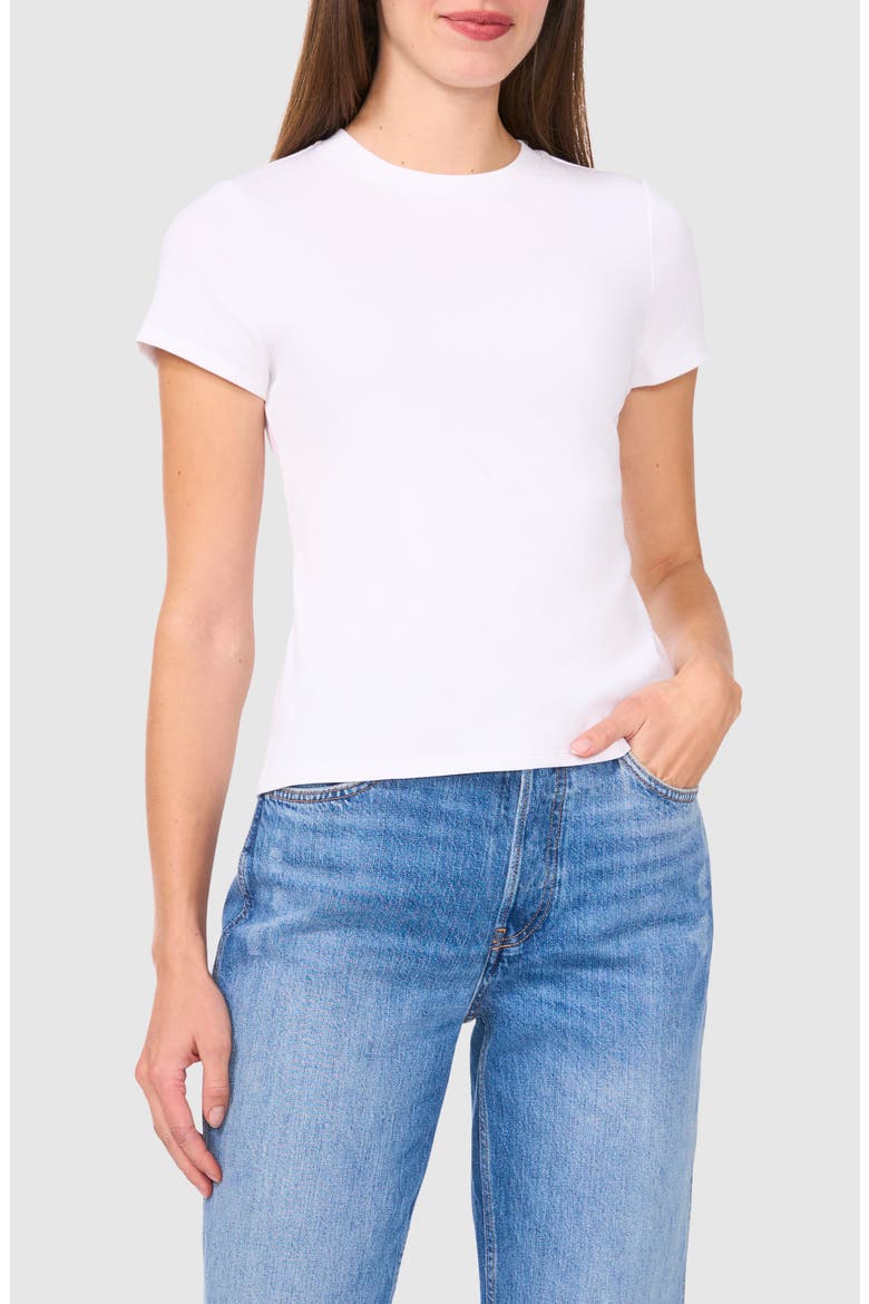 Rib Stretch Cotton T-Shirt, Main, color, BRIGHT WHITE