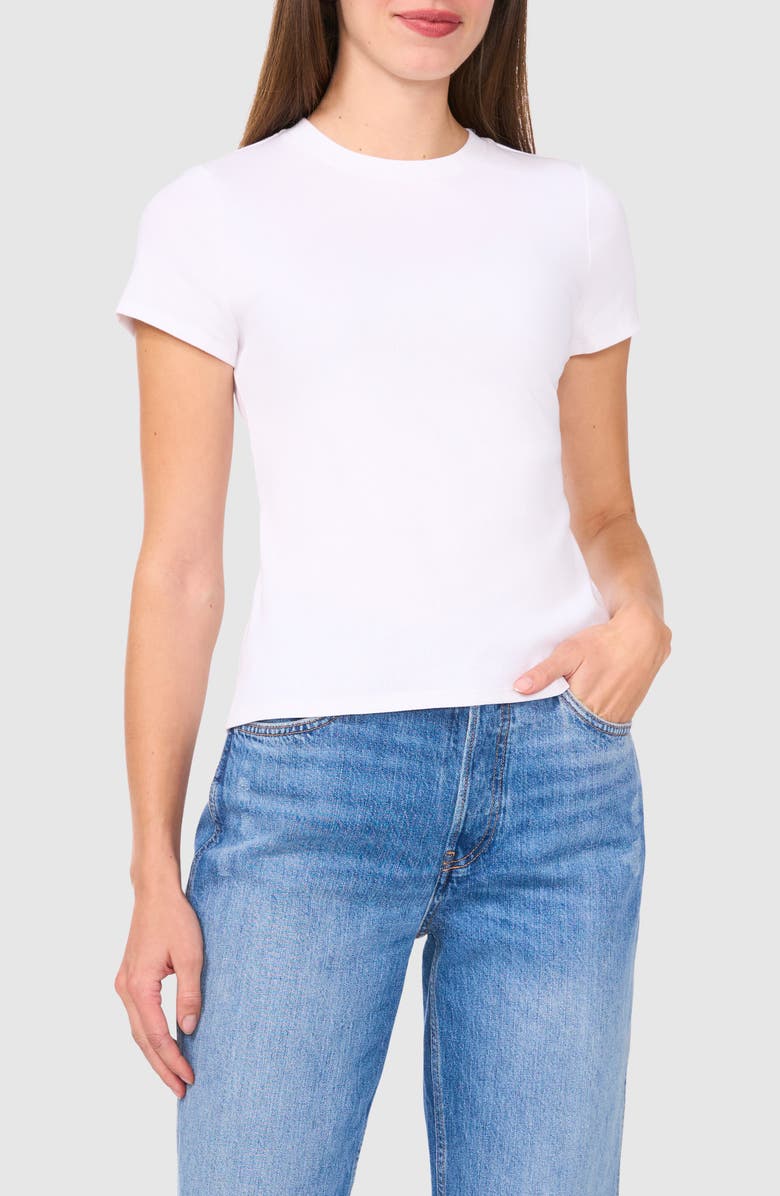 Halogen<sup>®</sup> Rib Stretch Cotton T-Shirt, Main, color, Bright White