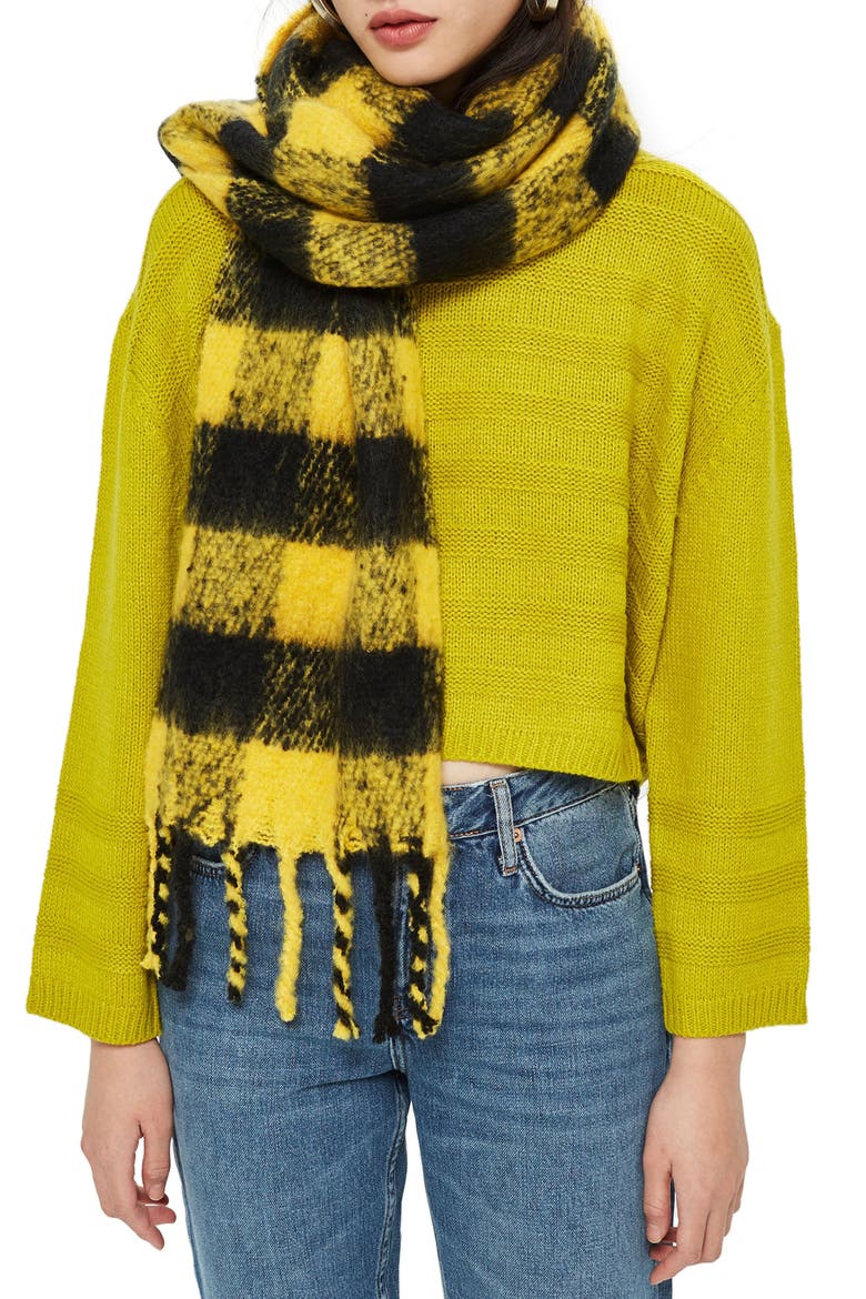 Heavy Punk Check Scarf, Main, color, YELLOW MULTI
