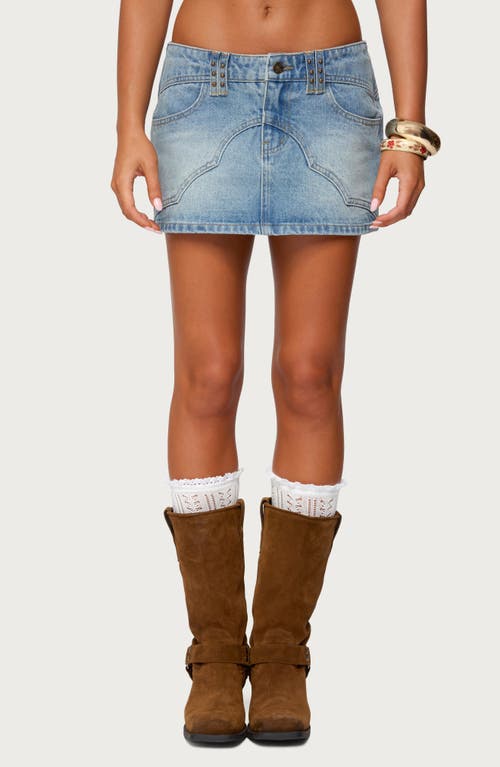 Edikted Tory Western Denim Miniskirt In Blue