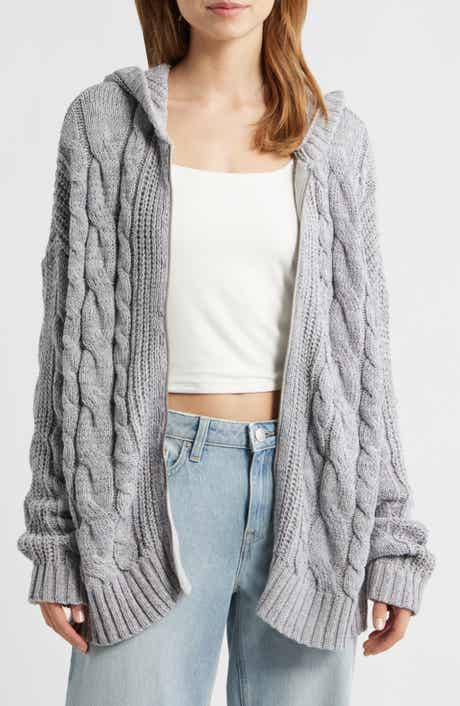 Dylan Cable Knit Zip-Up Hooded Sweater