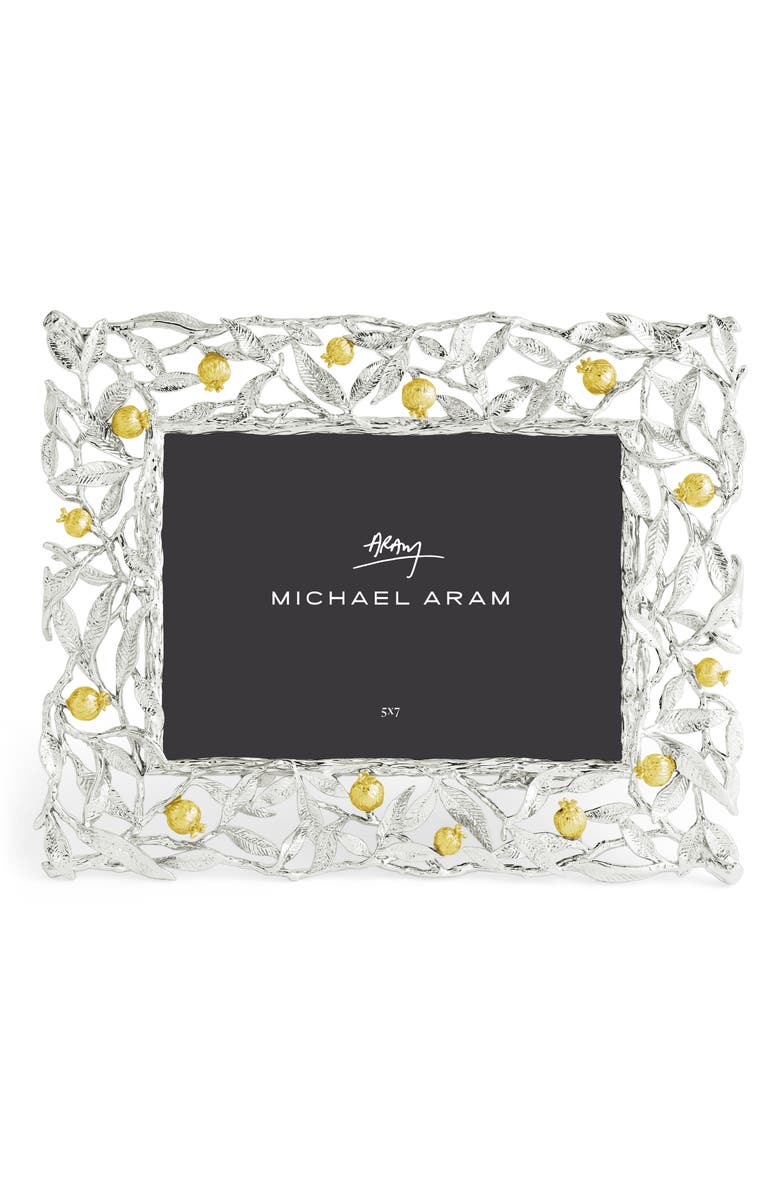 Michael Aram Pomegranate Convertible Easel Picture Frame, Main, color, Gold/ Silver