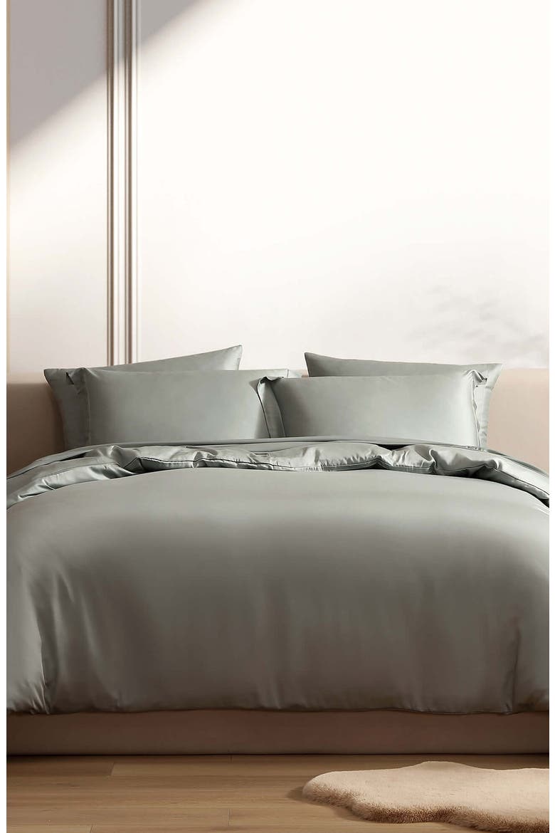 Set of 2 Silky Pillow Shams, Alternate, color, SLATE GREY