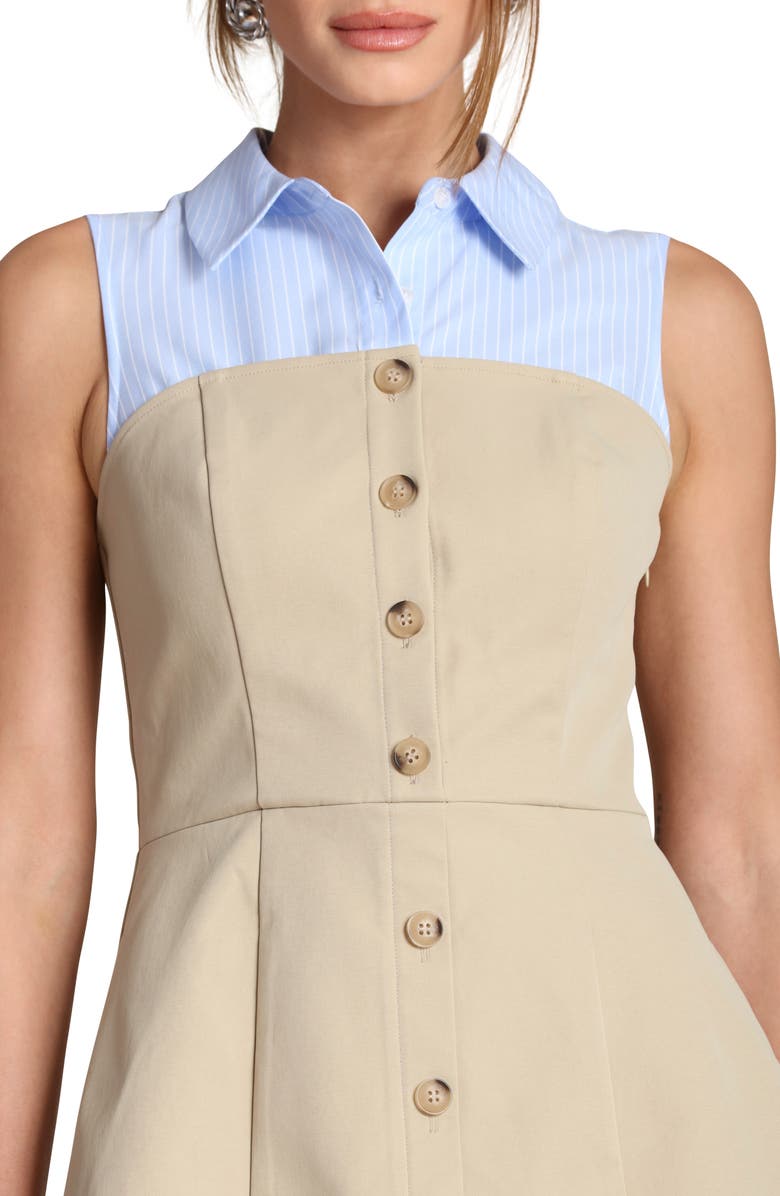 Avec Les Filles Sleeveless Mixed Media Shirtdress, Alternate, color, 