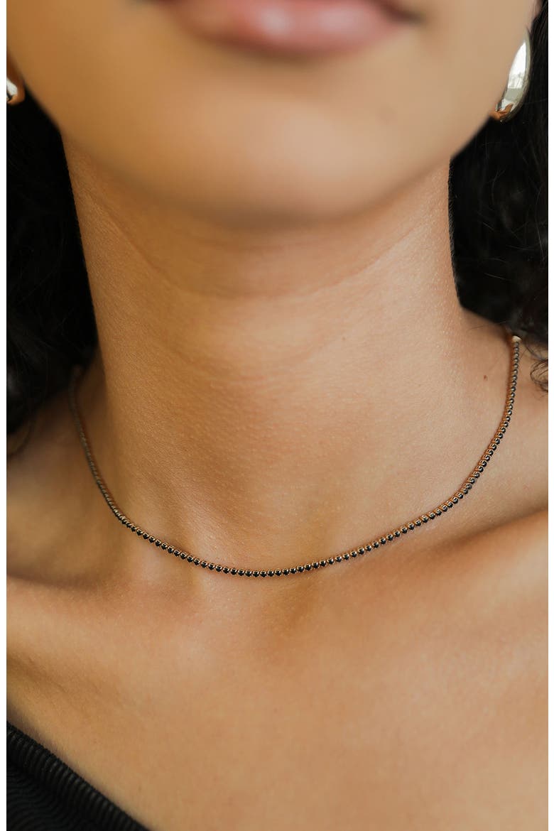 Box Chain Choker Necklace, Alternate, color, BLACK