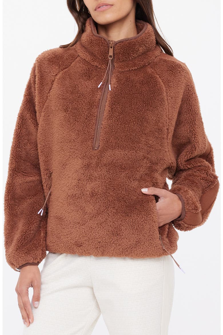 Harlow Quarter Zip Fleece Pullover, Main, color, BROWN