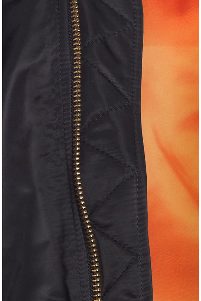 Oversize Nylon Bomber Jacket, Alternate, color, BLACK