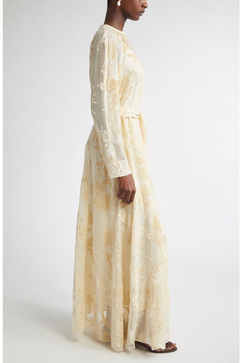 Floral Burnout Long Sleeve Dress, Alternate, color, CREAM
