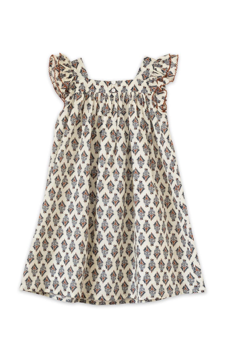 Beet World Girls Everly Square Neck Dress, Alternate, color, Teal Blue And Brown