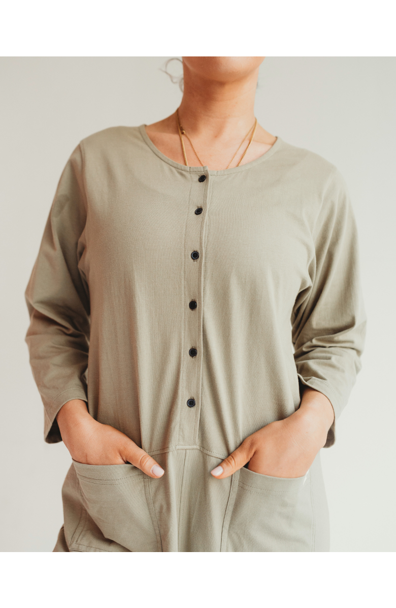 Turtledove London Organic Cotton Mila Long Sleeve Jumpsuit, Alternate, color, Stone