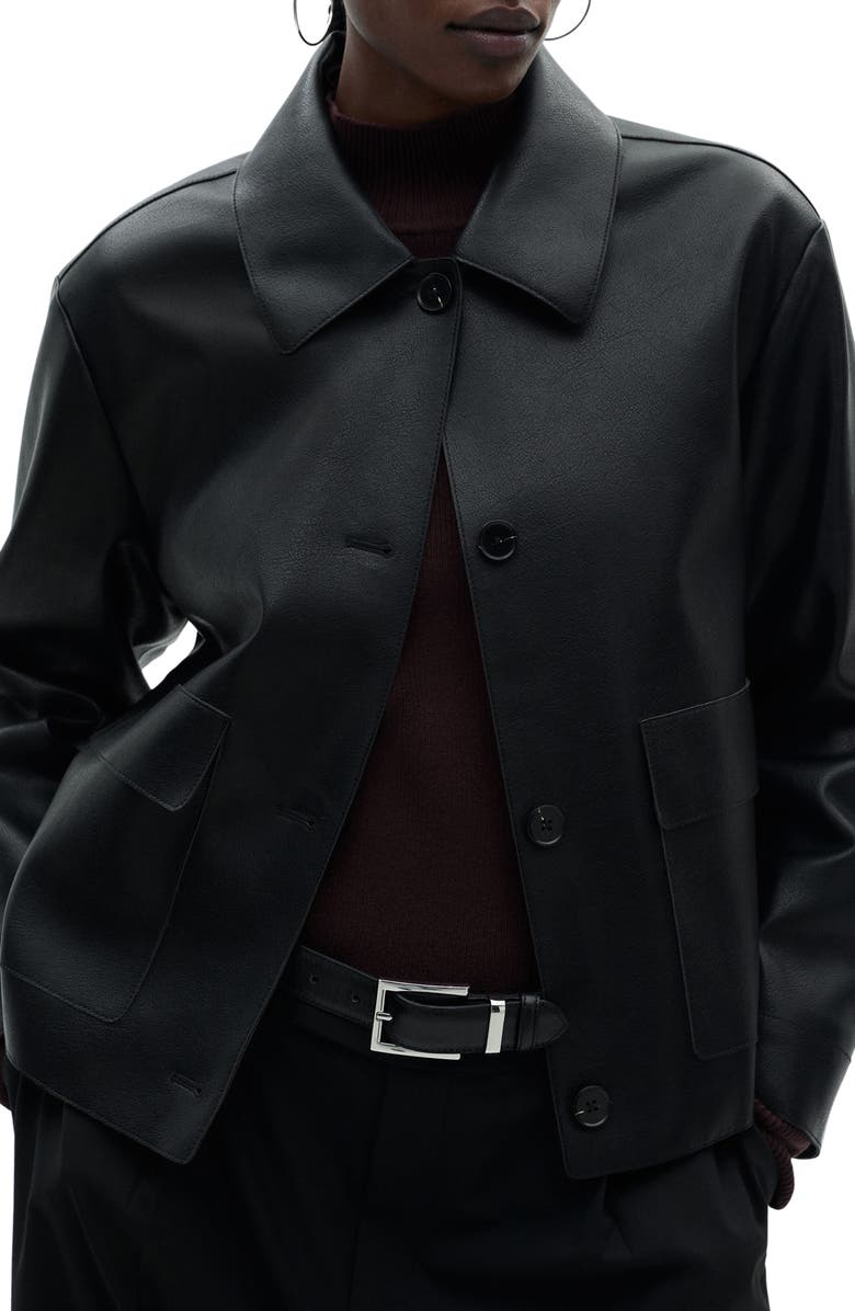 MANGO Sabina Faux Leather Jacket, Alternate, color, Black