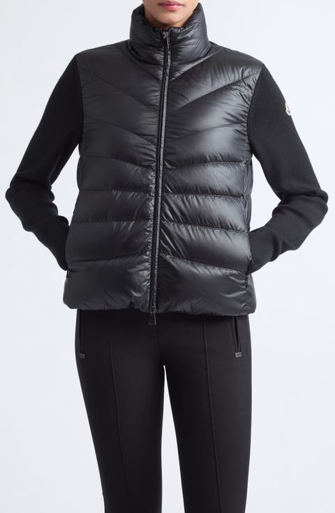 Quilted Down & Wool Knit Cardigan