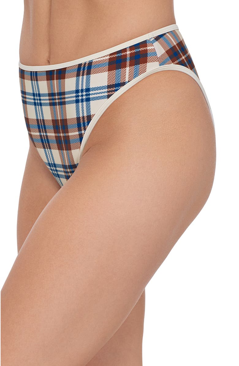 Stevie Cheeky High Leg High Waist Bikini Bottom, Alternate, color, Mad About Plaid
