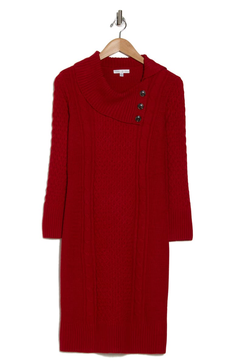 SANDRA DARREN Long Sleeve Sweater Dress, Alternate, color, Red