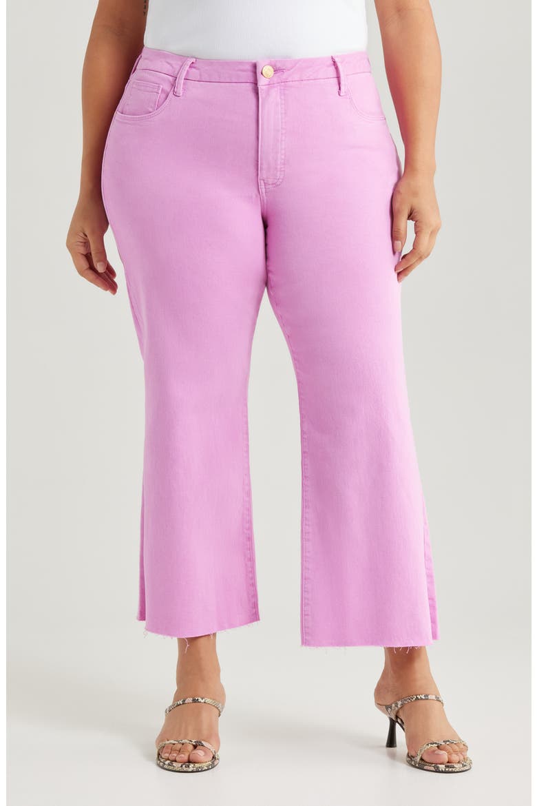 Meg Fab Ab Raw Hem High Waist Wide Leg Jeans, Main, color, PEONY PINK
