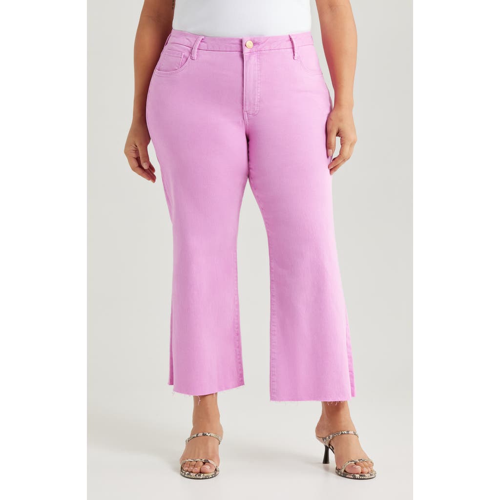 Kut From The Kloth Meg Fab Ab Raw Hem High Waist Wide Leg Jeans In Peony Pink