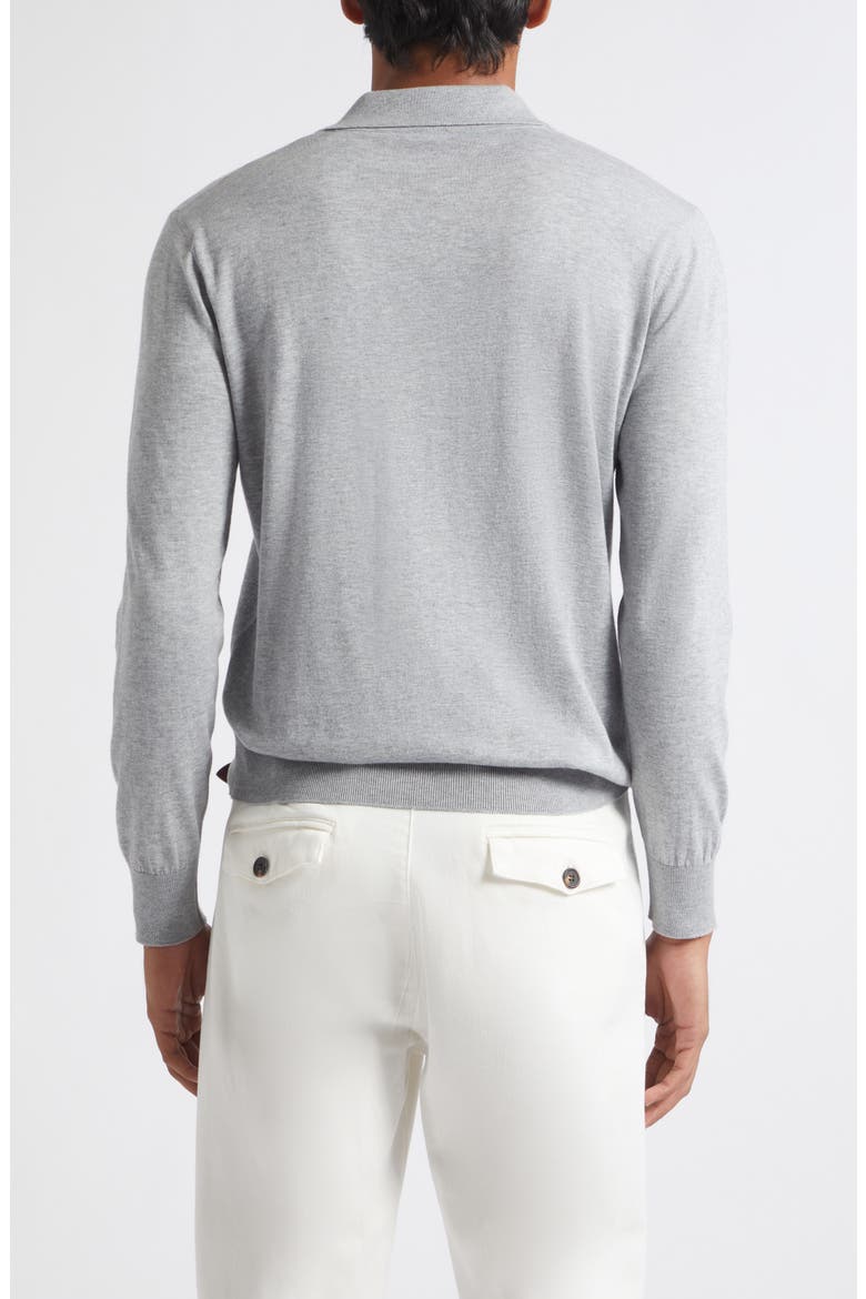 Cotton & Cashmere Long Sleeve Polo, Alternate, color, 13N LIGHT GRAY