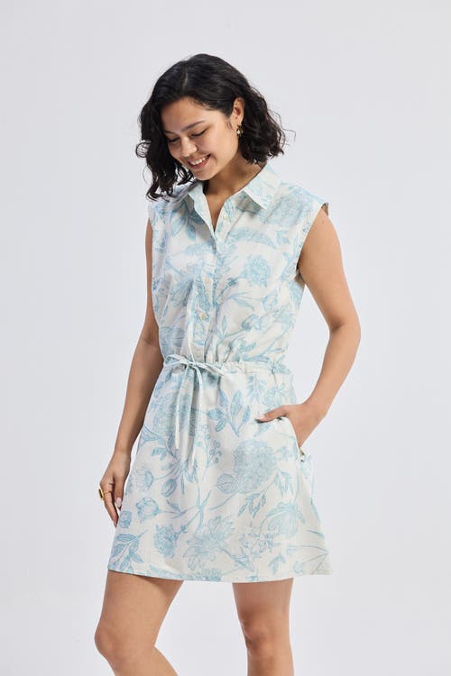 Reistor Drawstring Shirt Dress In Blue Florals In Floral Melody