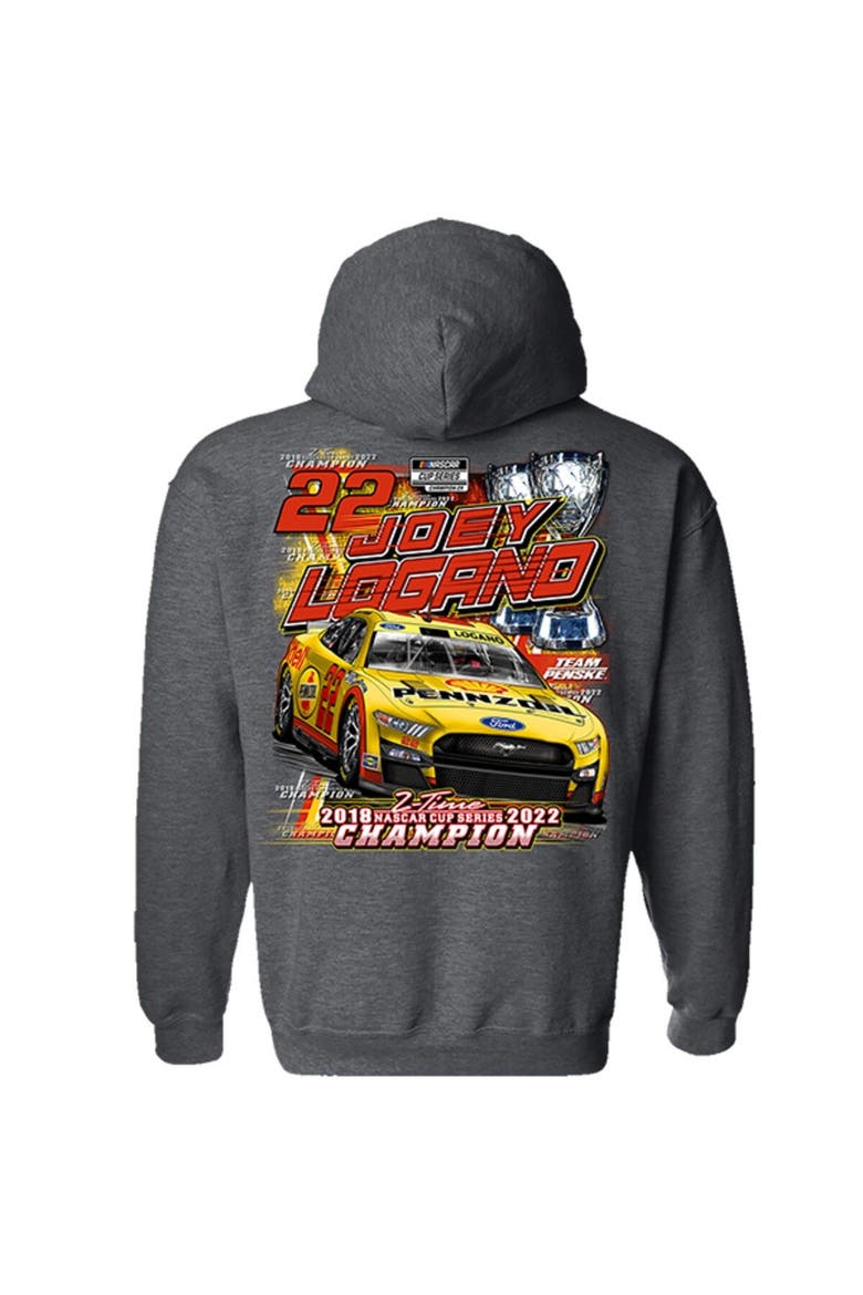 Men's Team Penske Heather Charcoal Joey Logano 2022 NASCAR Cup Series Champion Shell Pennzoil Two Spot Hoodie, Alternate, color, Heather Charcoal